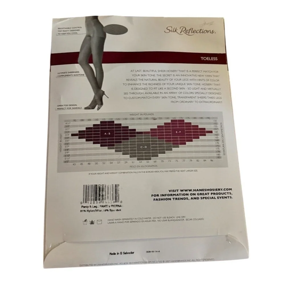 Hanes Silk Reflections Pantyhose Womens Size C Beige Ultra Sheer Toeless
